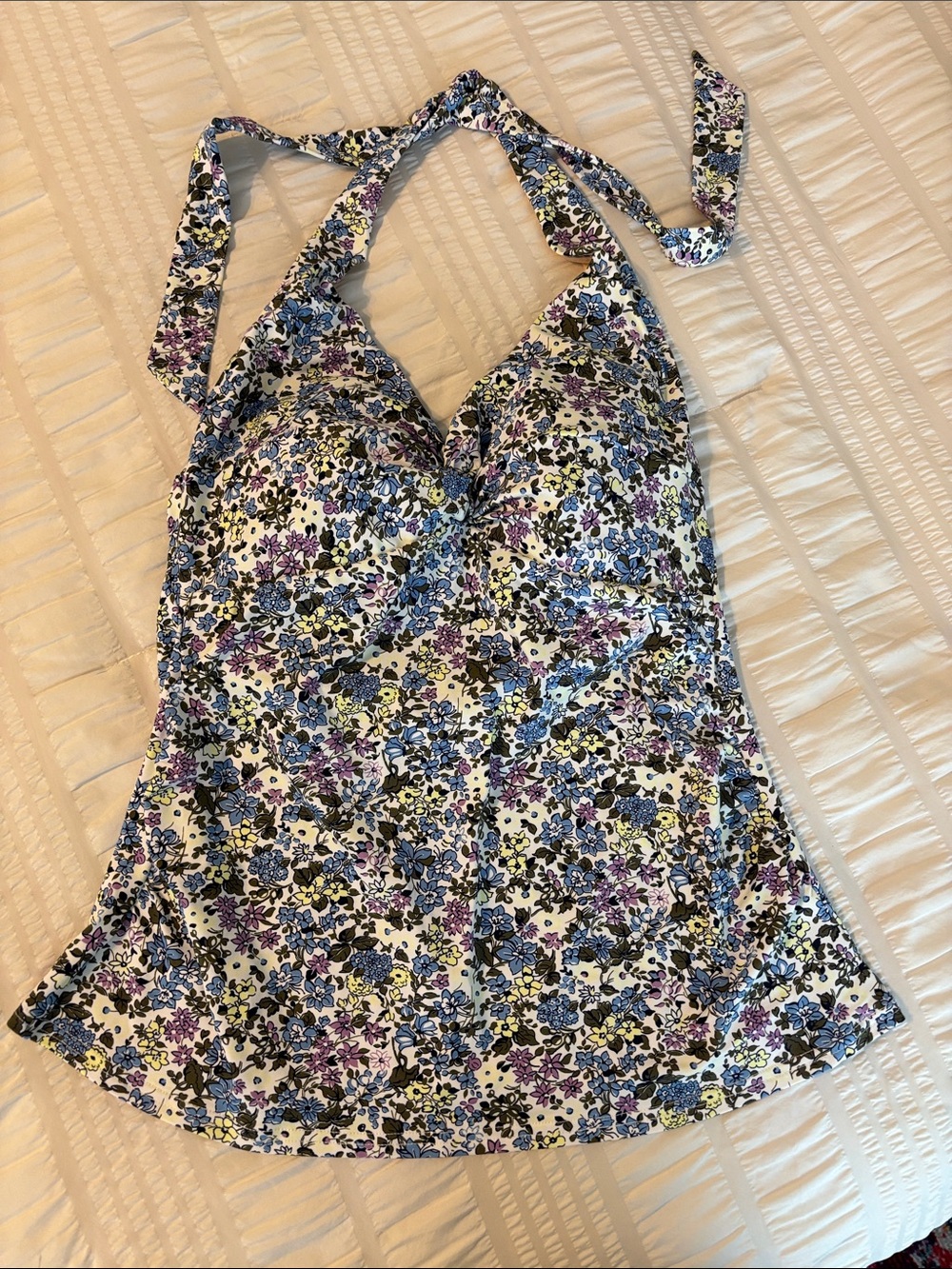 Lands’ End Floral Halter Tankini Top SZ 10 NWOT